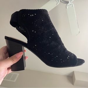 LC Lauren Conrad peep toe bootie heels black size 7.5